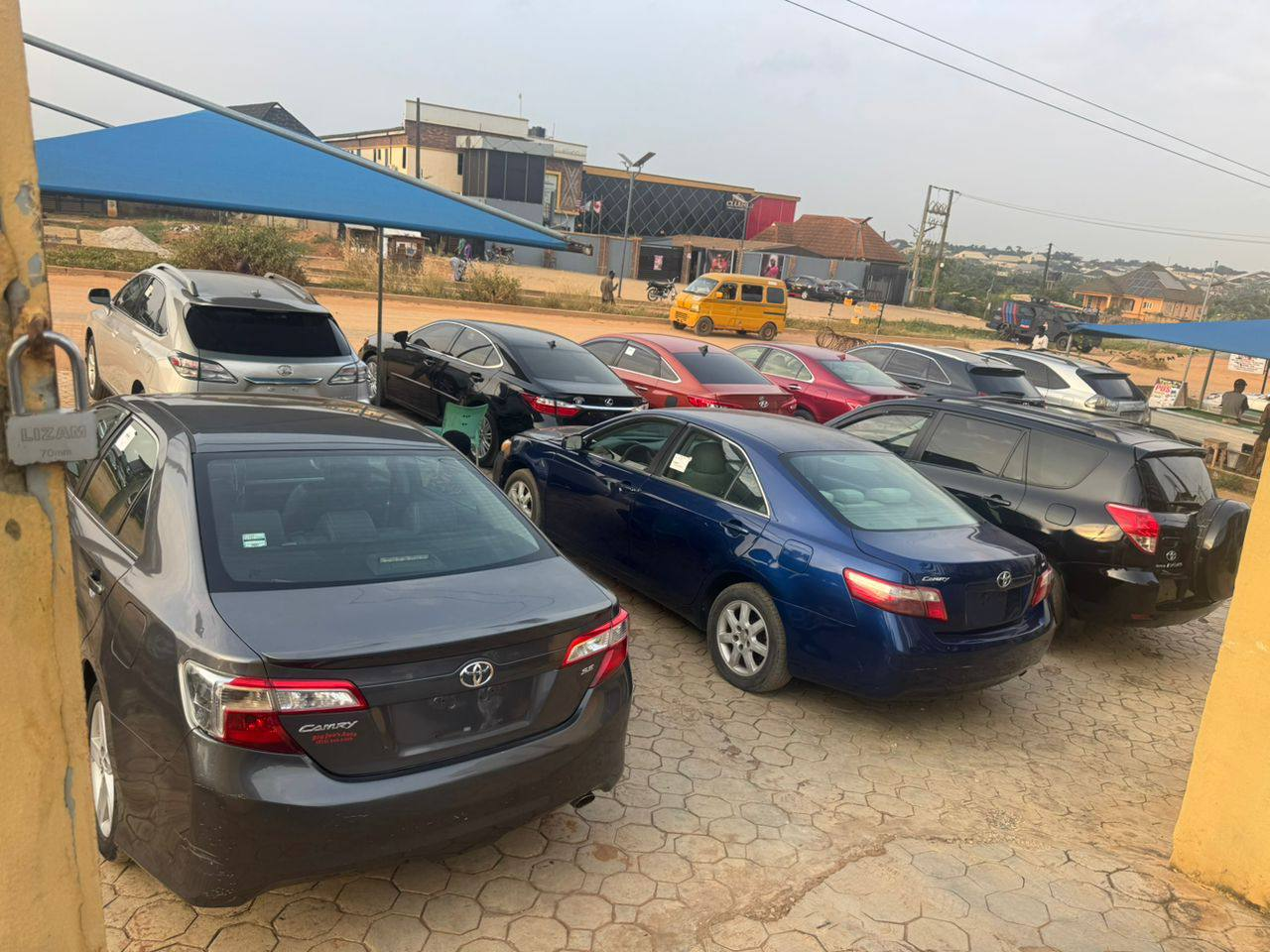 View across the Olasheu Ara Autos vehicle yard